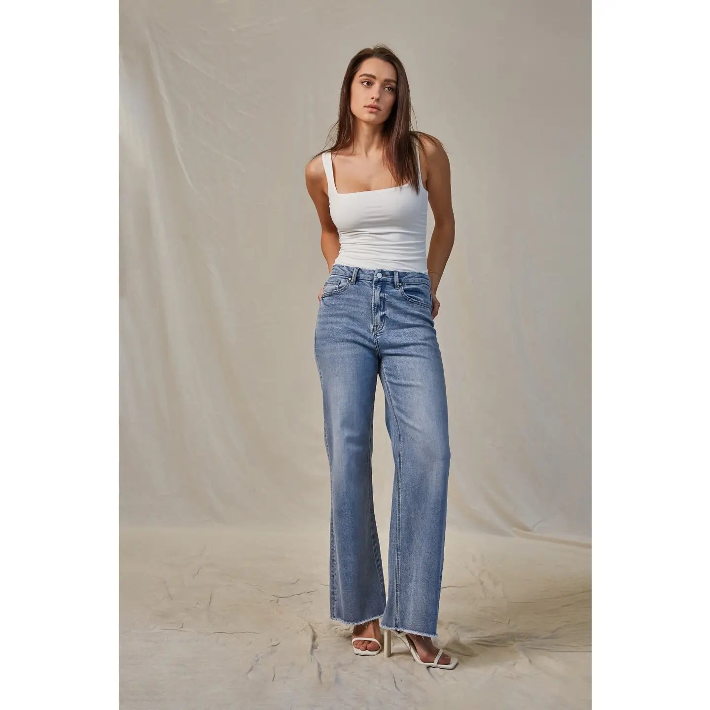 Super High Wide Leg Jean in Ciel Bleu