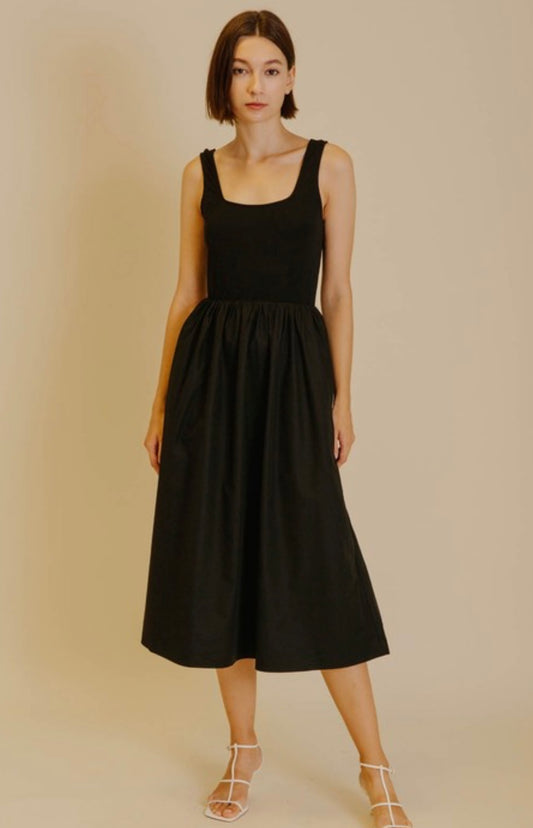 Cotton Maxi Dress in Black