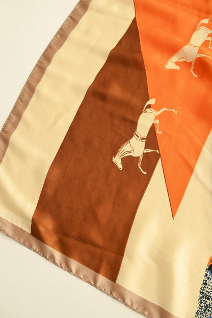 Jodi Orange/Brown Horse Scarf