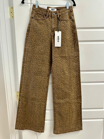 Super High Wide Leg Leopard Jeans in Brown Derby
