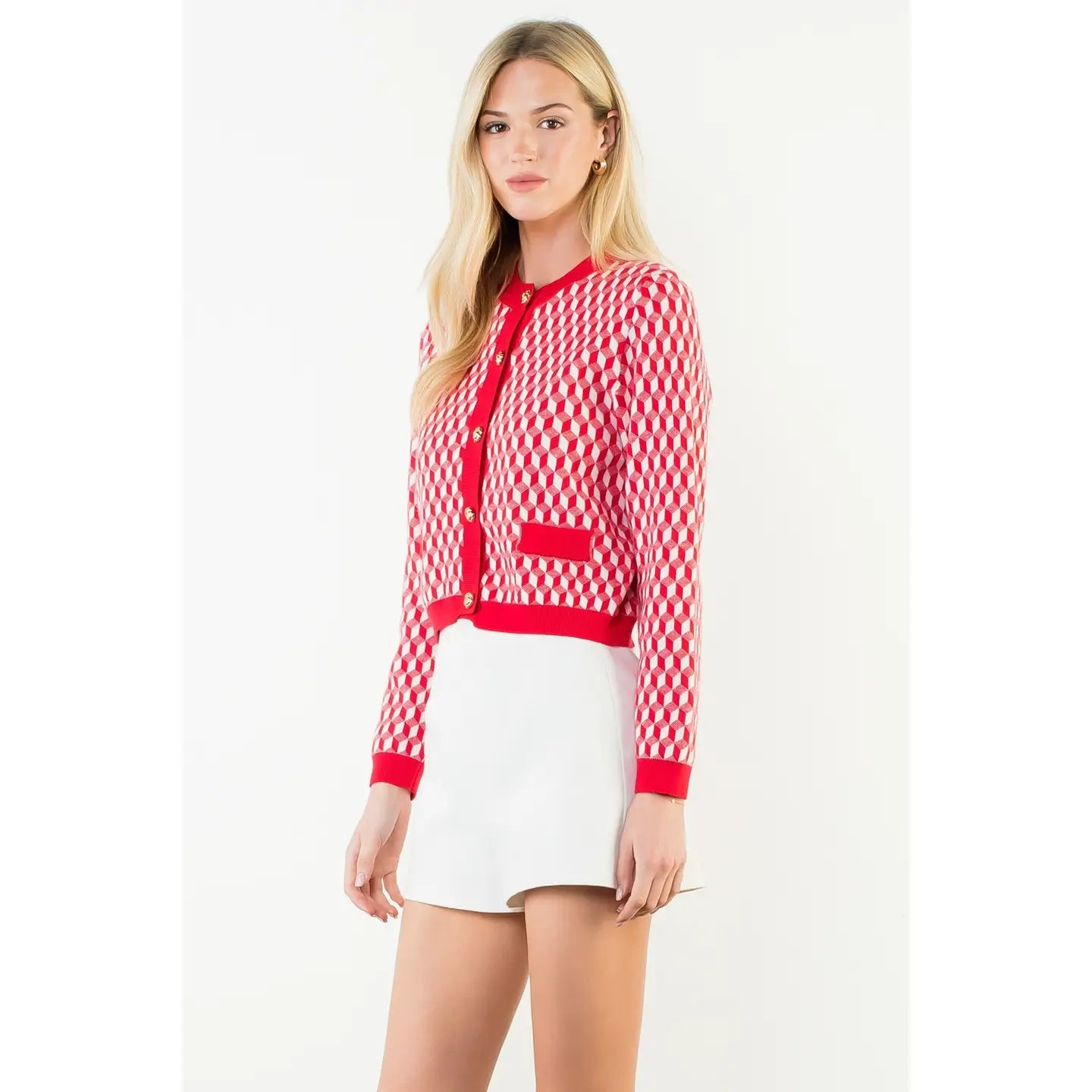 Long Sleeve Geometric Cardigan