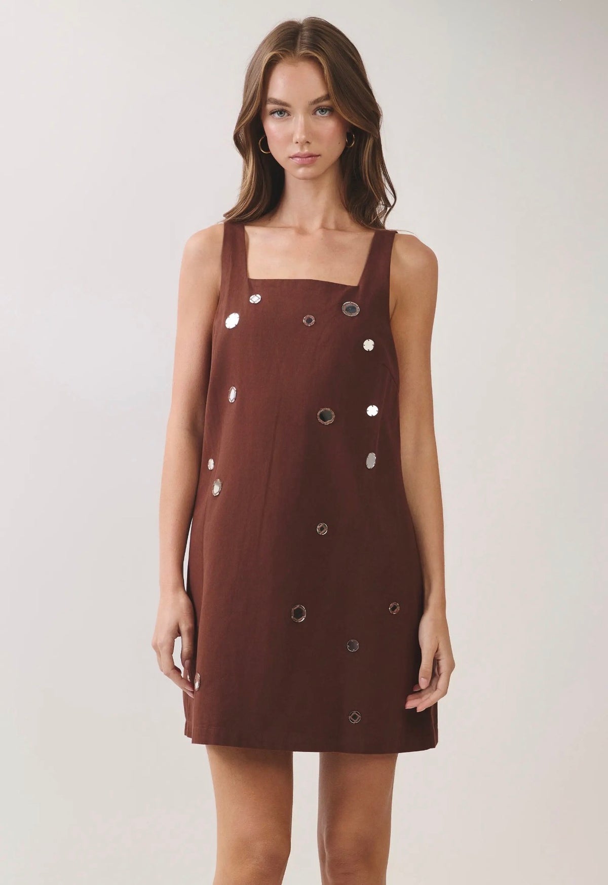 Anisa Mirror Embellished A-Line Mini Dress