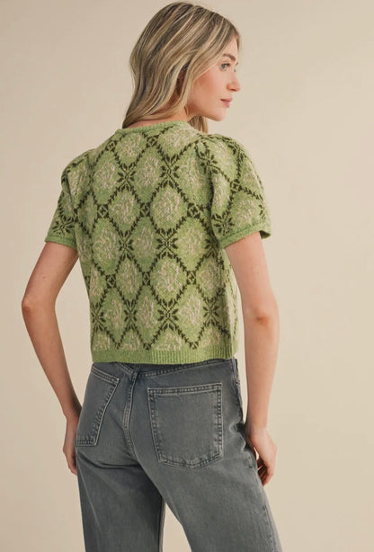 Short Sleeve Sweater in Avocado