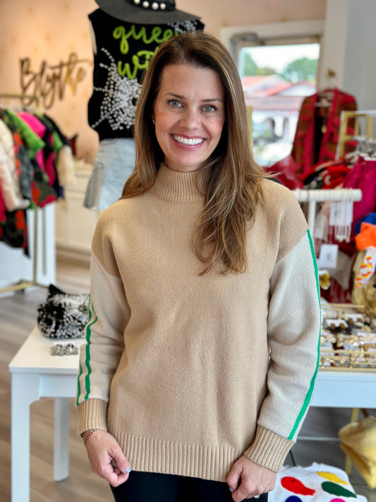 Mock Neck Sweater in Camel