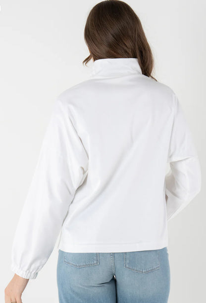 Cotton Poplin Long Sleeve Top in White