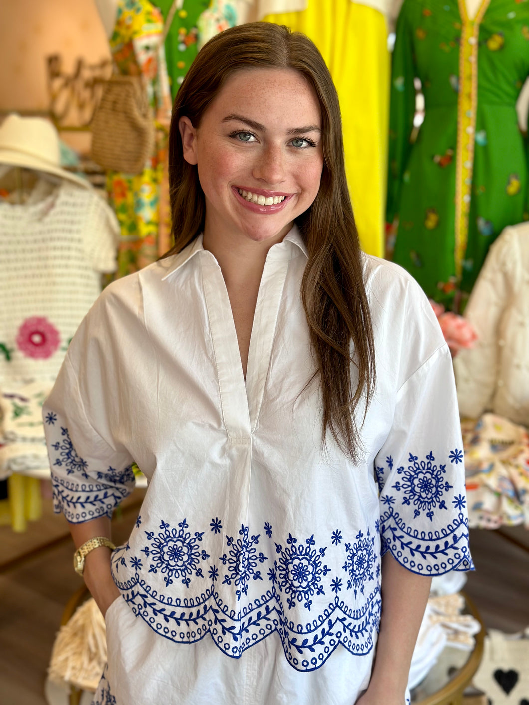 Alissa Cotton Embroidered Top