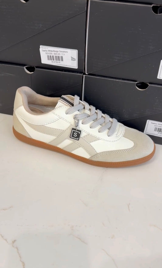 Sasha White/Beige Sneakers