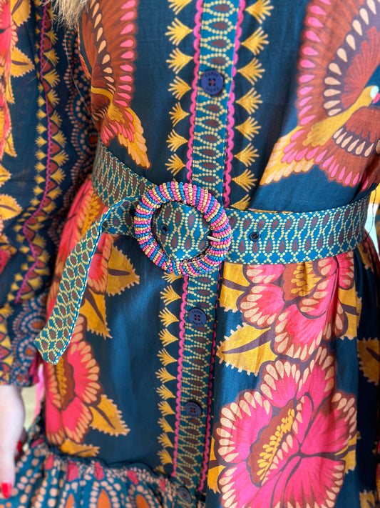 Ainika Sparkle Teal Puff Mini Dress