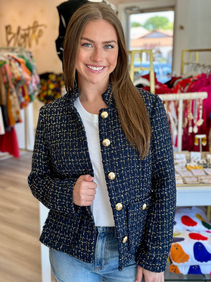 Tweed Blazer in Navy