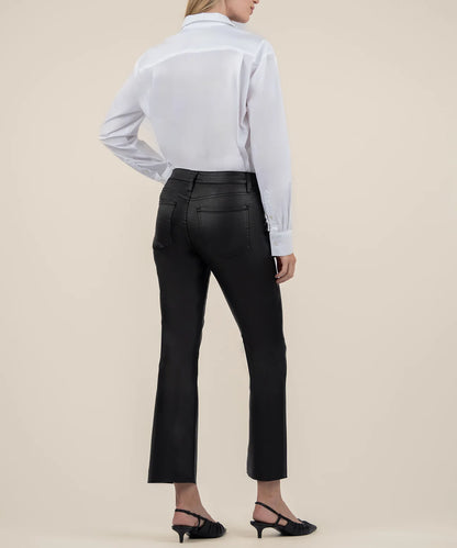 Kelsey Coated High Rise Ankle Flare in Black