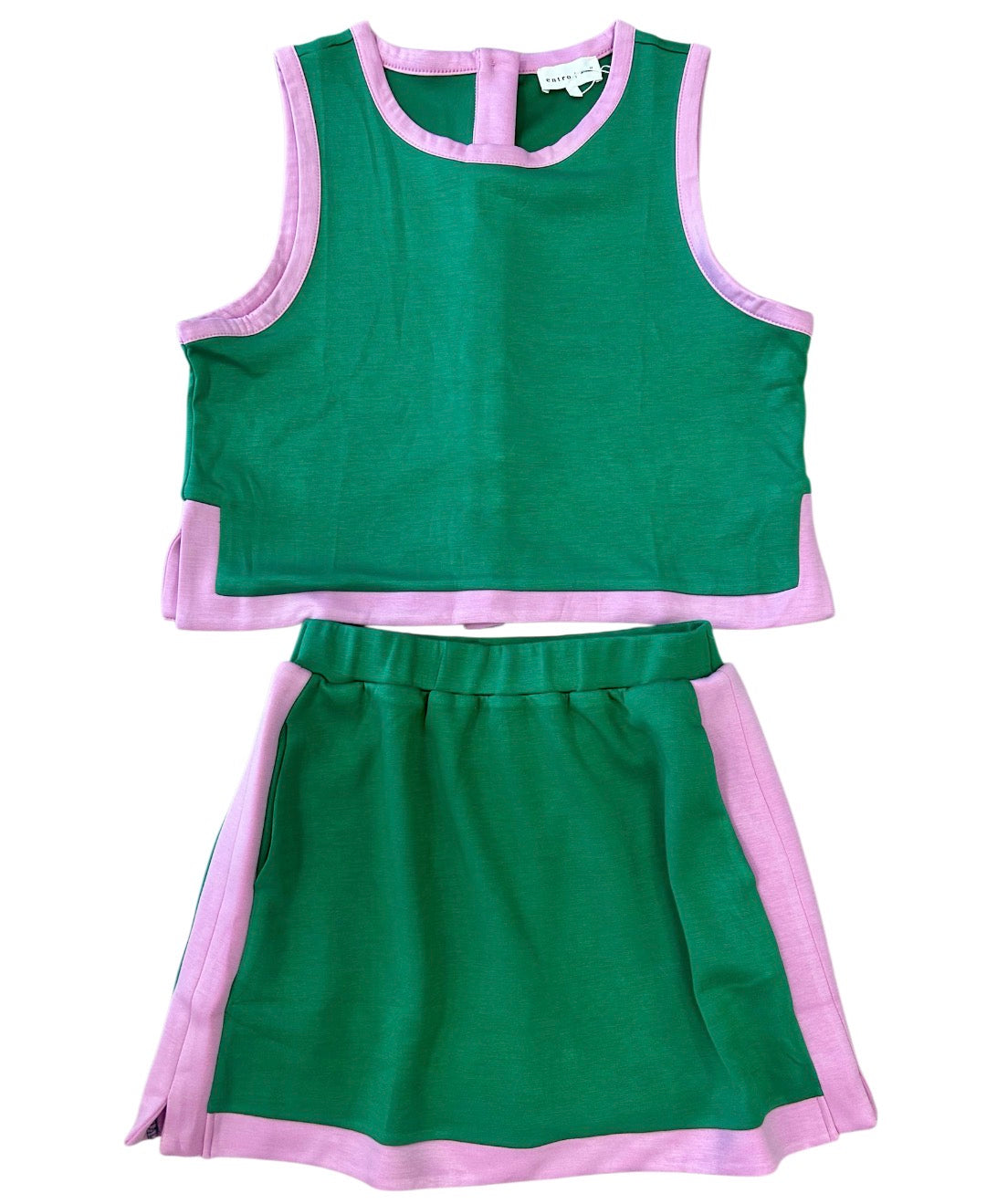 Green w/Pink Trim Skort