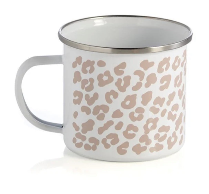 Blush Leopard Print Enamel Mug