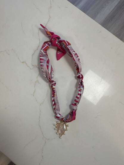 Barry Heart Bandana Scarf Necklace in Pink