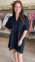 Load image into Gallery viewer, Quincy Dress in Navy Linen
