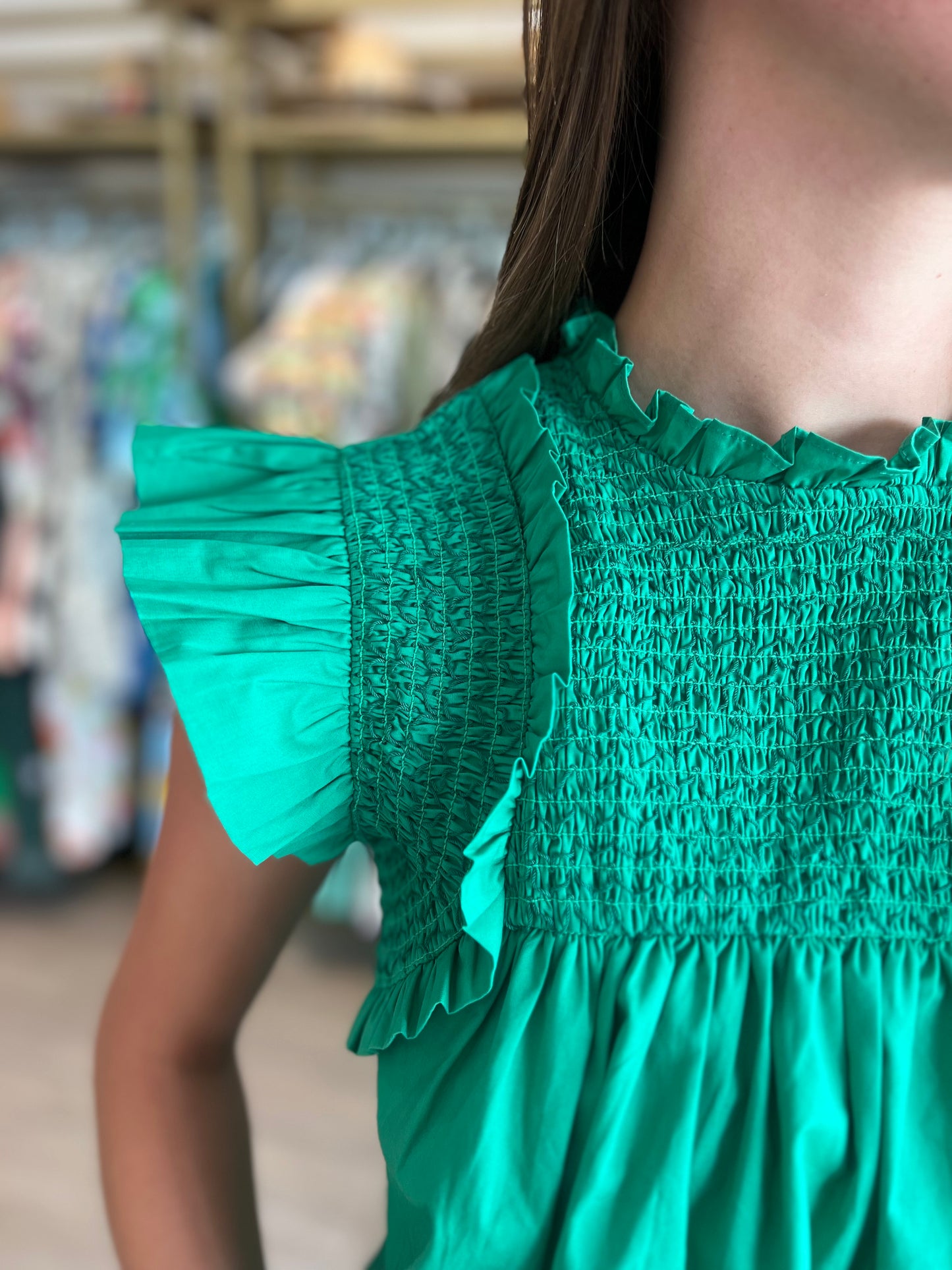 Flutter Sleeve Top in Green