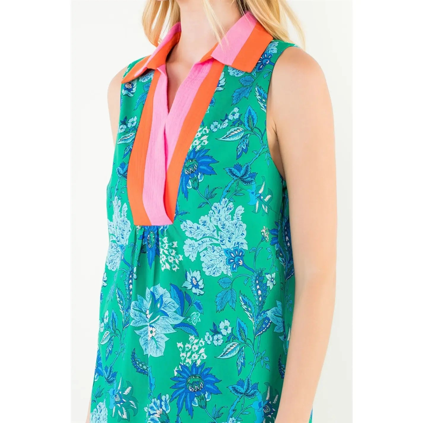 Emerald Bloom Ruffle Shift Dress