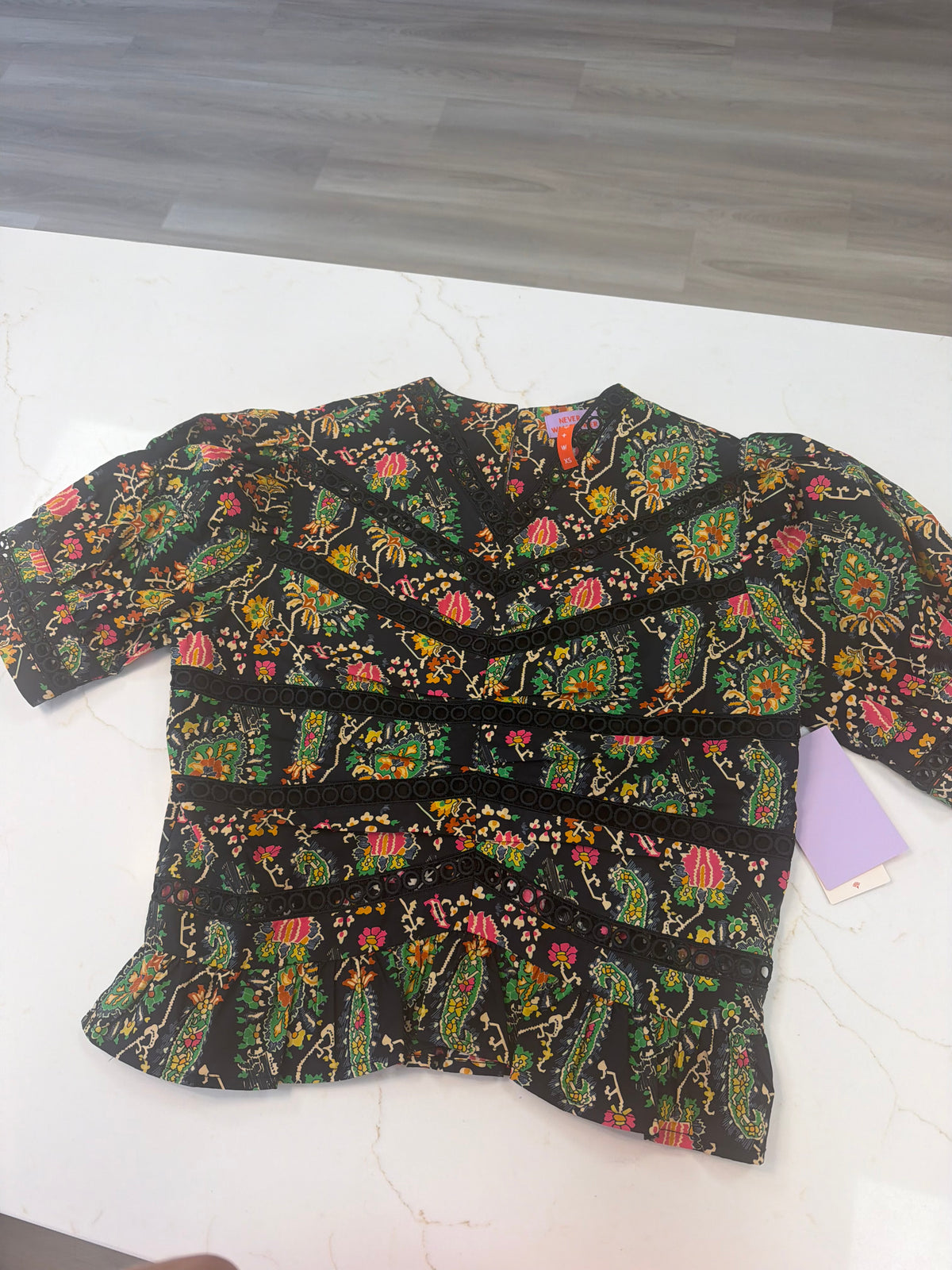 Paisley Embroidered Top in Black