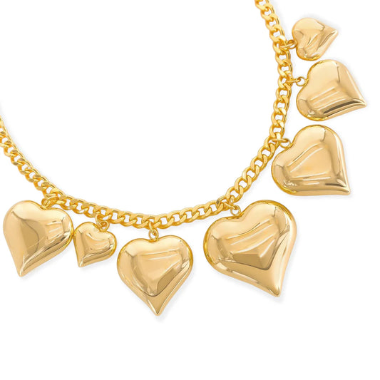 Statement Charm Hearts Necklace