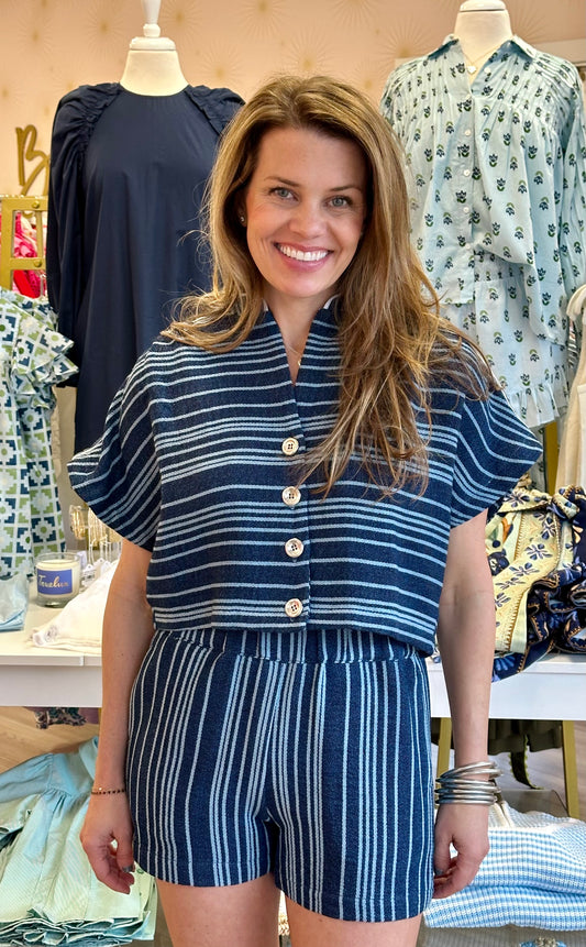Poppy Top in Navy Double Knit