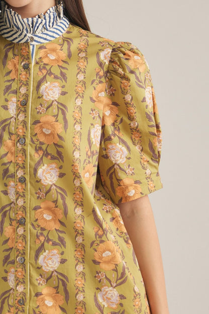 Emerson Stripe Collared Top in Olive