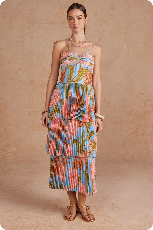Lennyn Floral Pleated Maxi Dress