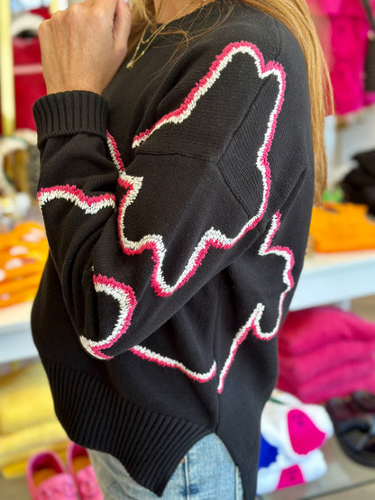 Tess Sweater in Black/Pink