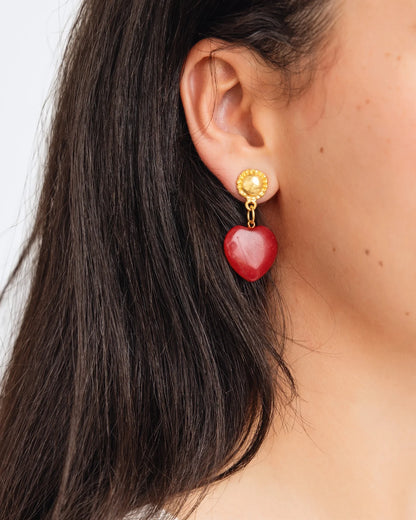 Loren Heart Earrings in Cherry