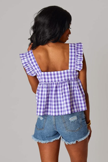 Kyle Purple Check Top