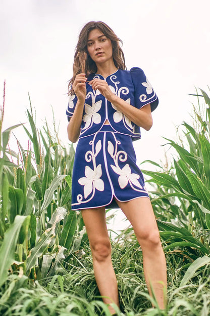 Dottie Mini Skirt in Navy