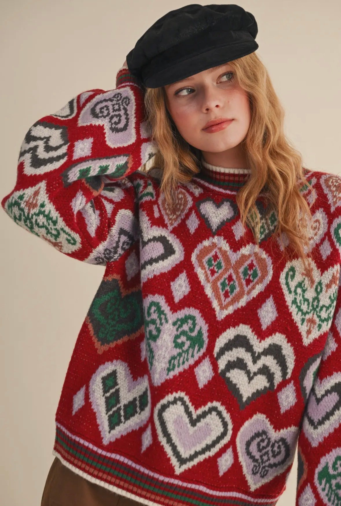 Heart Sweater in Wine