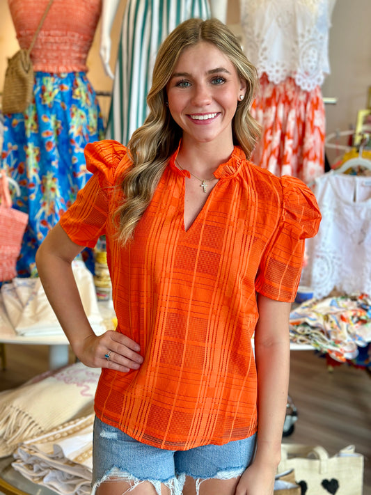 SS Textured Top in Orange