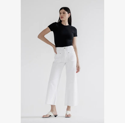 Super High Rise Wide Leg Pant in White