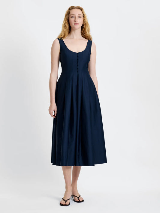 COTTON SATEEN MIDI DRESS
