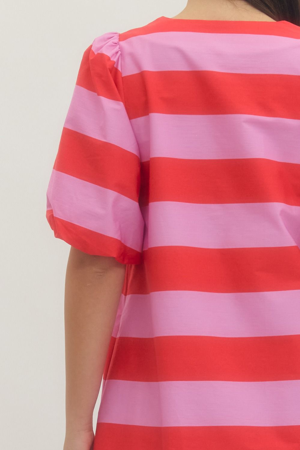 Elizabeth Striped Mini Dress in Red & Pink