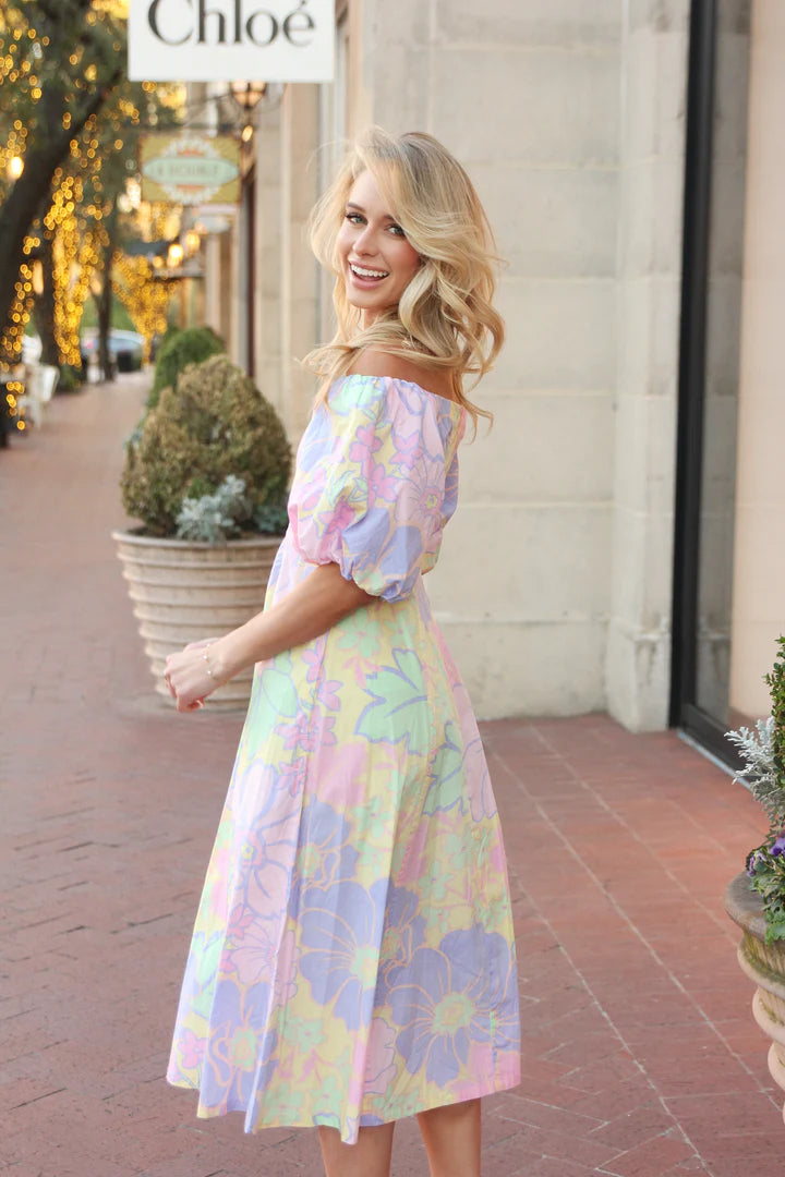 Large Floral Off Shoulder Maxi Dress