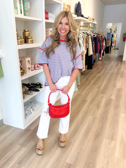 Contrast Striped Short Sleeve Tee