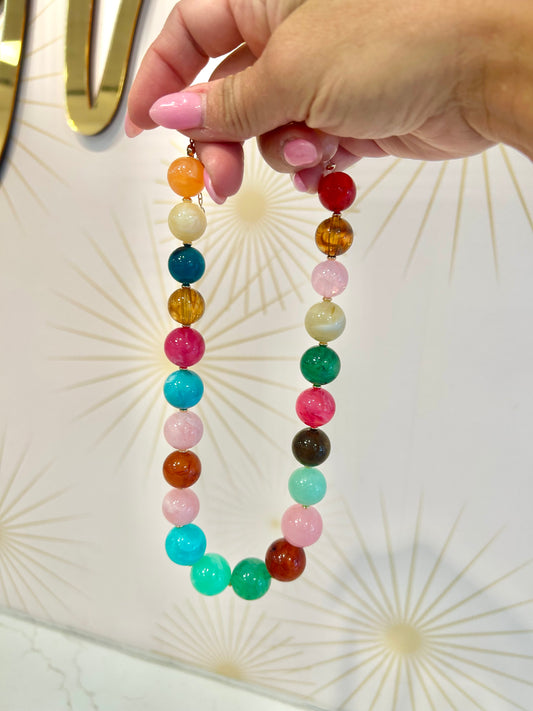Vintage Rainbow Bead Necklace