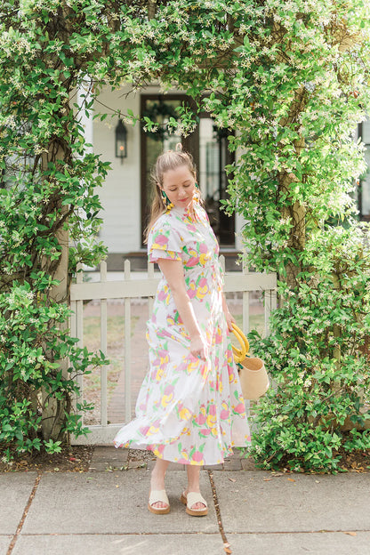 Magnolia Flutter Sleeved Dress in Pink Lemonade