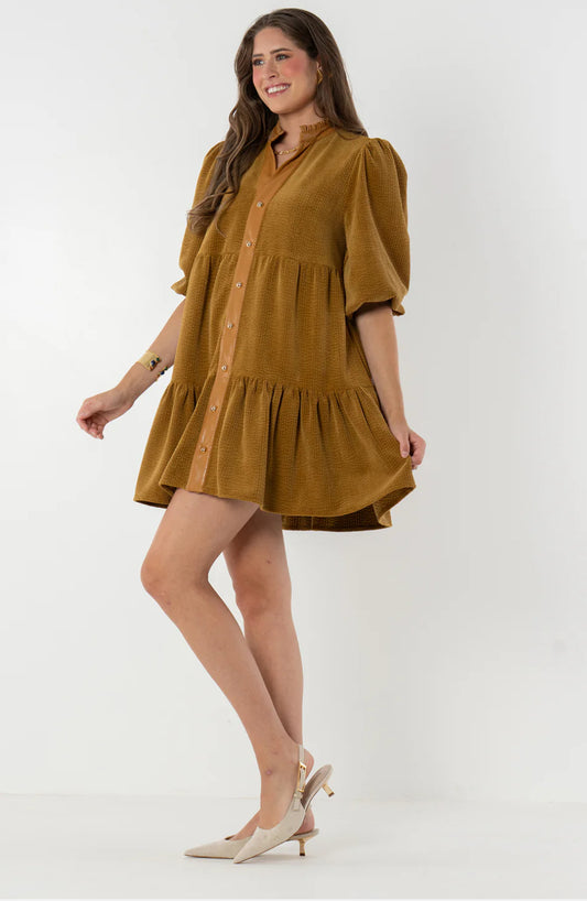 Sadie Dress in Tapenade Corduroy
