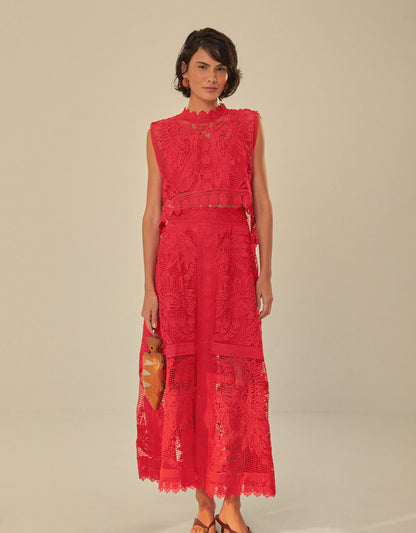 Red Toucan Guipure Sleeveless Top