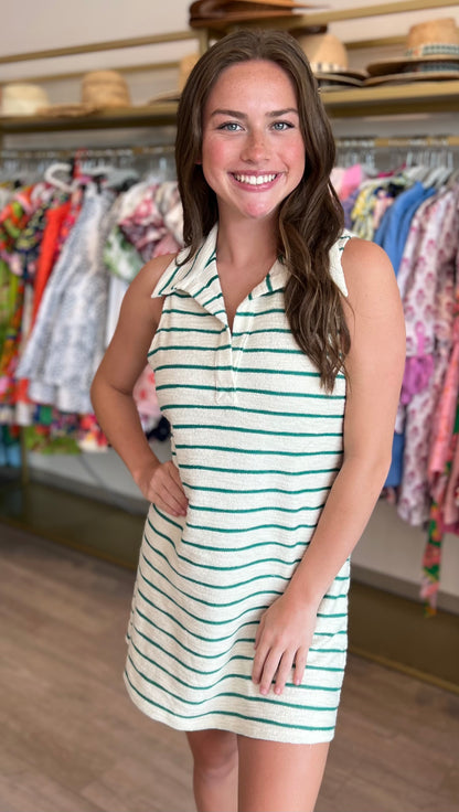 Angie Dress in Green Stripe