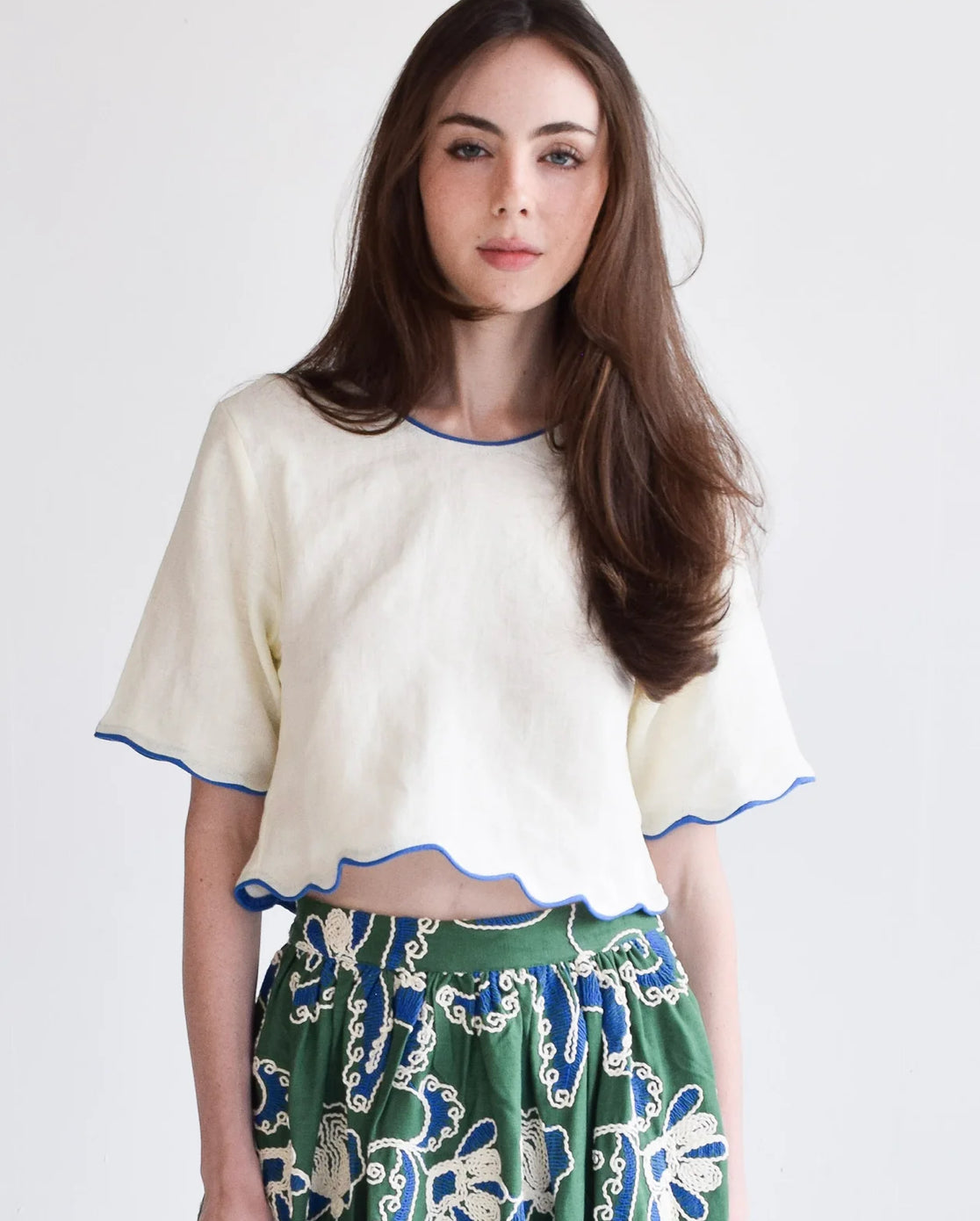 Crop Top in Ivory Linen