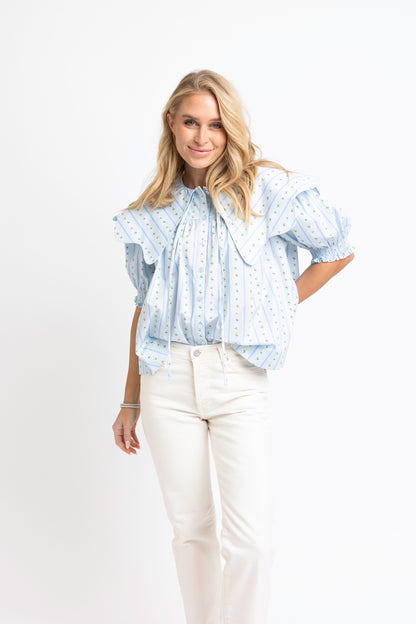 Floral Stripe Collar Button Up