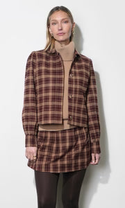 Drew Plaid Shirt Jacket in Burgundy