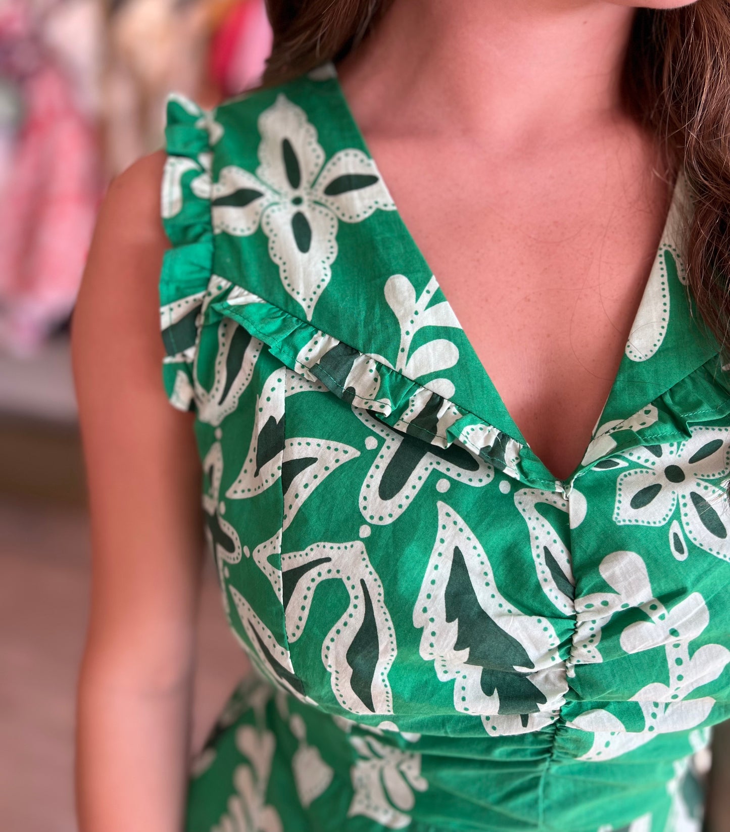 Bella Dress in Green Abstract