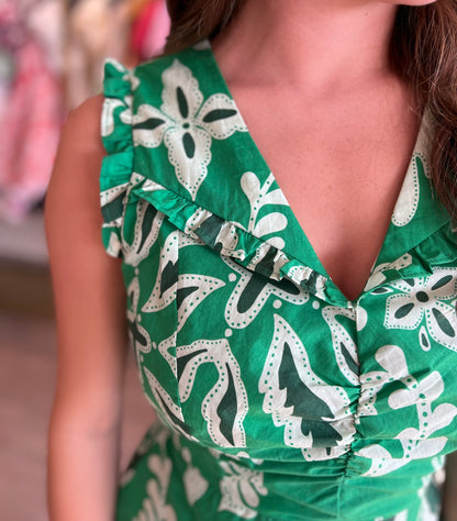 Bella Dress in Green Abstract