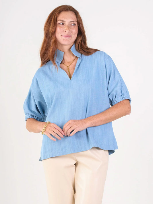 Poppy Top in Denim Chambray