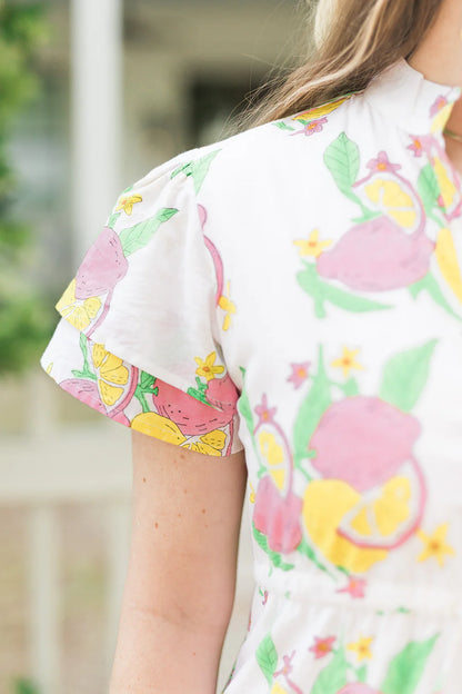 Magnolia Flutter Sleeved Dress in Pink Lemonade