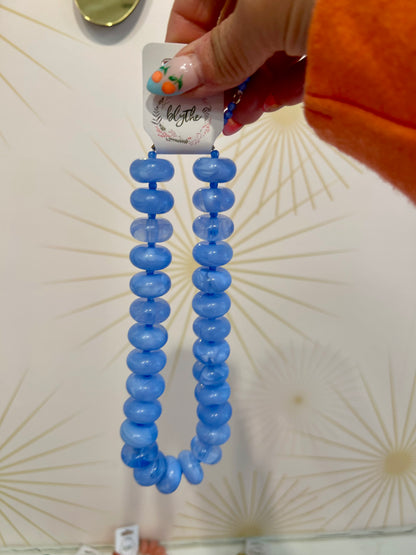 Light Blue Rondelle Necklace