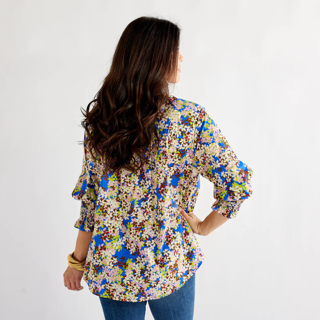 Kimberly Floral Top in Blue